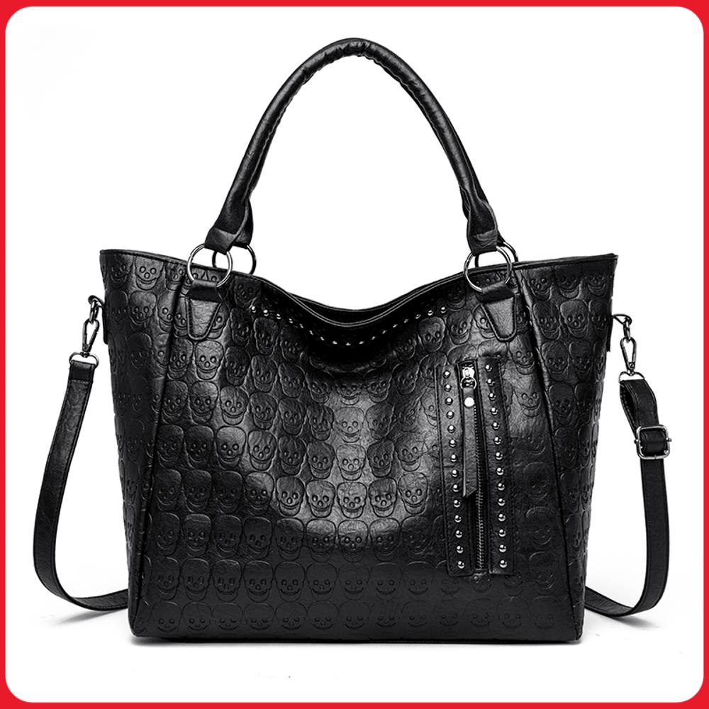 Leatherwork Bag - Punk Skull Crossbody Bag PU Leather