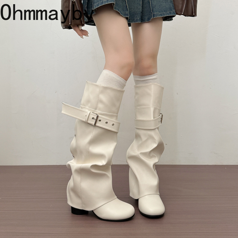 Designer Women Knee High Boots - огляд і ціна Belt Buckle Blank