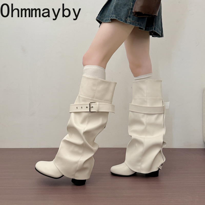 Designer Women Knee High Boots - огляд і ціна Belt Buckle Blank