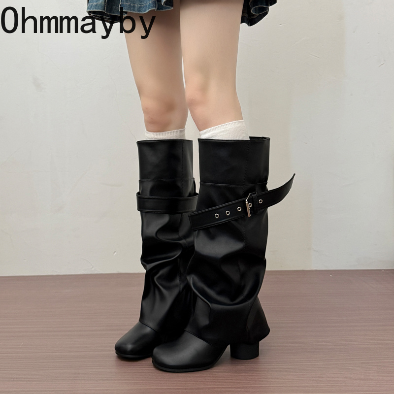 Designer Women Knee High Boots - огляд і ціна Belt Buckle Blank