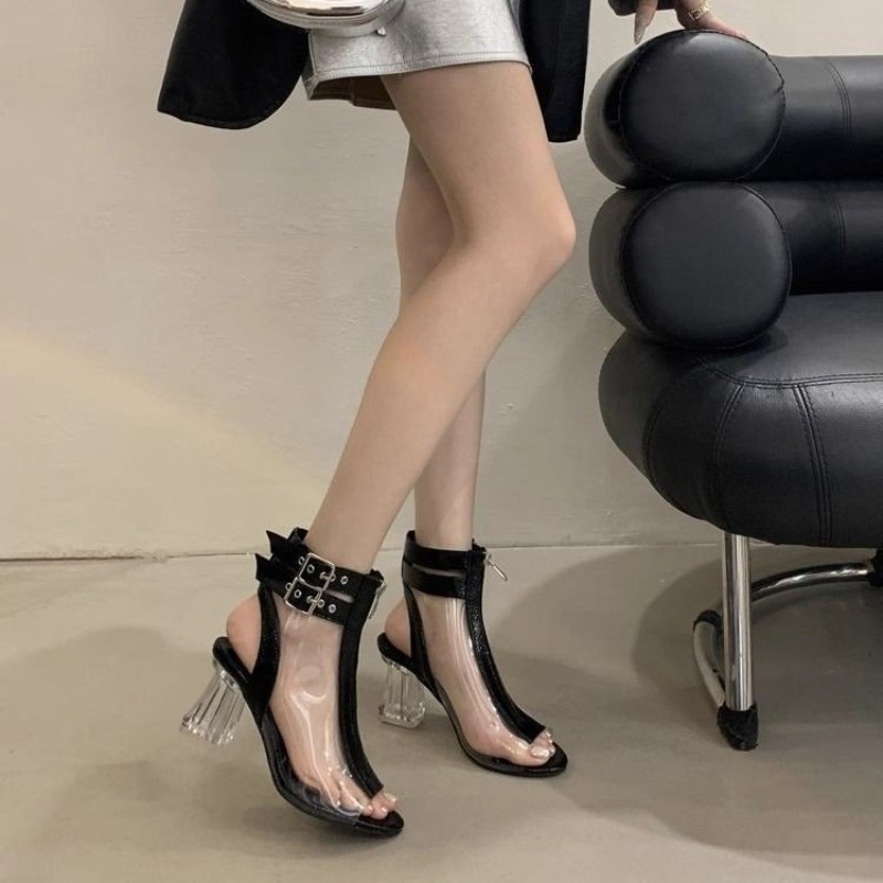 Crystal Heel Zip Sandals Summe - огляд і ціна Belt Buckle Blank